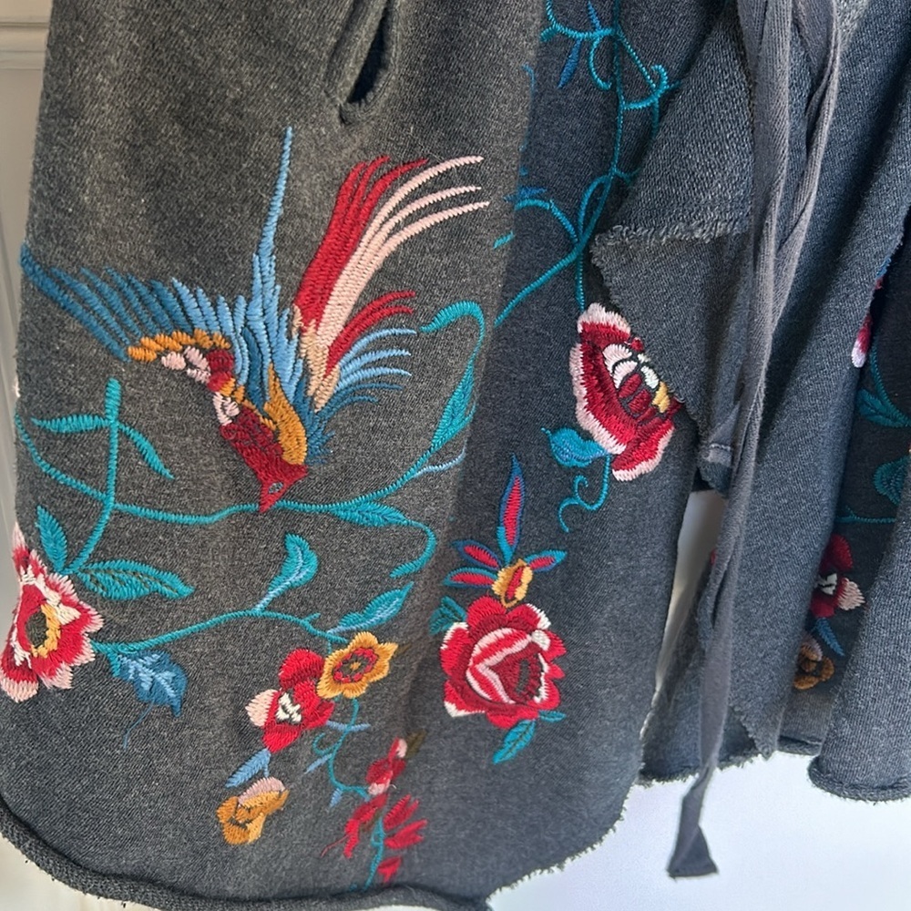Johnny Was Dark Gray Cardigan with Colorful Embroidery - Picture 8 of 16